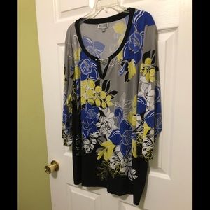 Periwinkle Blue, Green and Gray  3X Top in Women